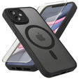 Case for iPhone 11, for MagSafe, ERBORD Matt Case, black + Screen Glass