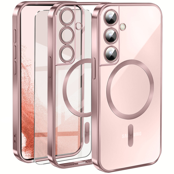 Case for Samsung Galaxy S22, Electro MagSafe, pink rose gold + Screen Glass