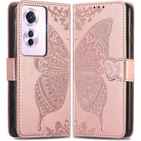 Flip case for Oppo Reno 11F 5G, Butterfly, pink rose gold