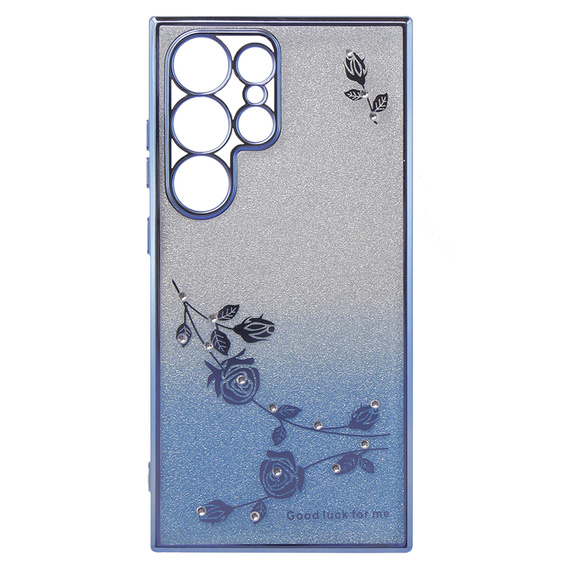 Case for Samsung Galaxy S24 Ultra, Glitter Flower, blue