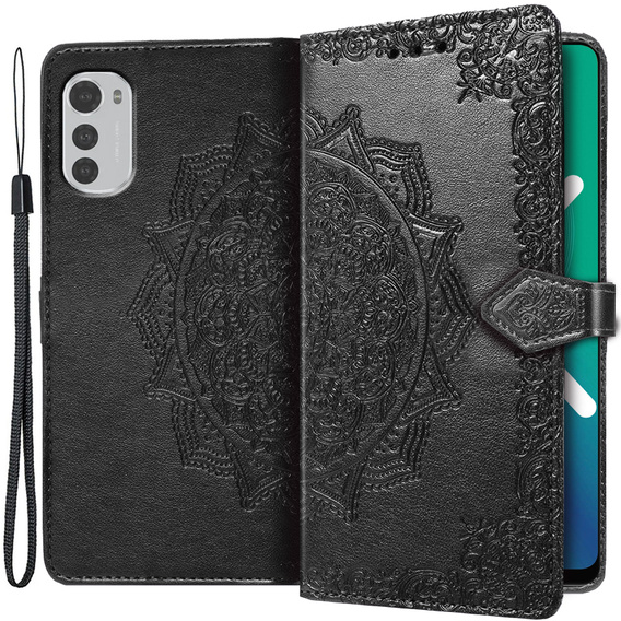 Flip case for Motorola Moto E32 4G, Mandala, black