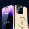Magnetic Dual Glass MagSafe case for iPhone 15 Pro, gold