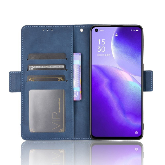 Flip case for Oppo Reno 5 5G, Card Slot, blue