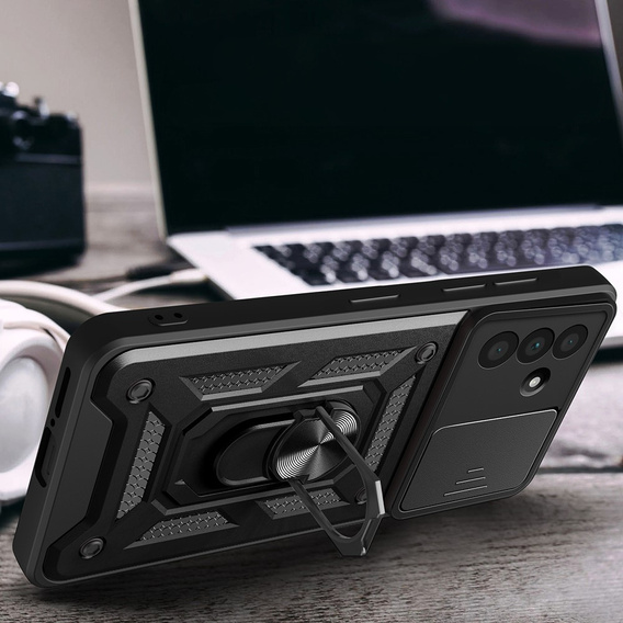 Armored Case for Samsung Galaxy A56, CamShield Slide, black + Tempered Glass 9H