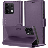 Case for Xiaomi Redmi Note 13 Pro 5G, ERBORD Glossy Litchi, wallet with flap, purple