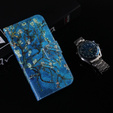Flip case for Oppo A17, Wallet flowers, blue