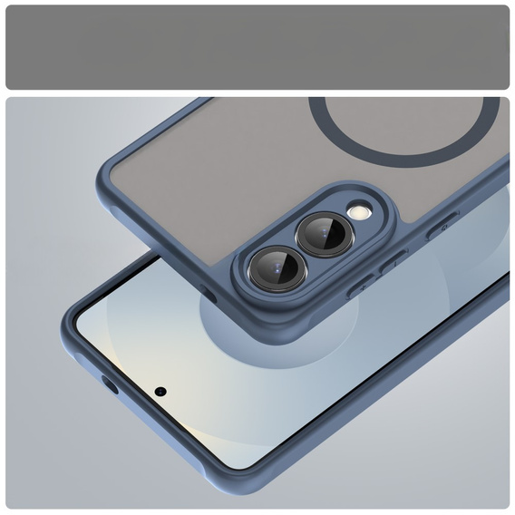 Case for Samsung Galaxy S25 Edge, Kickstand Matt Case, for MagSafe, blue + Screen protector