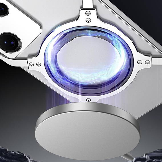 Case for Samsung Galaxy S25 Ultra, Kickstand Bumper, with lens cover, for MagSafe, silver