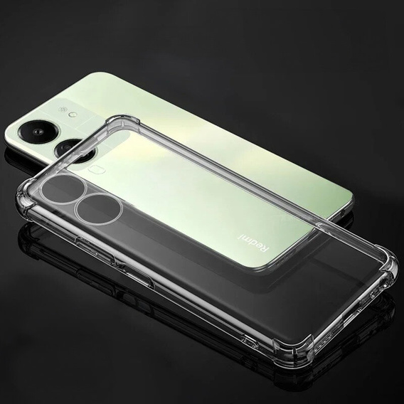 Case for Xiaomi Redmi 13C, Anti-Shock, transparent + 9H Glass