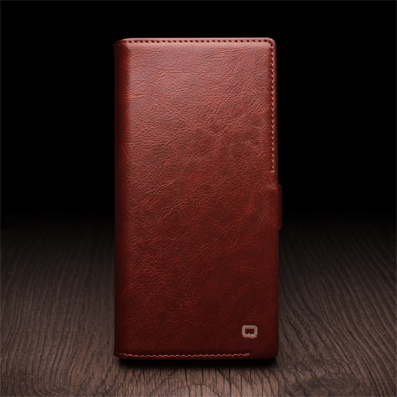 Flip case for Samsung Galaxy S25 Ultra, QIALINO Leather Wallet, dark brown