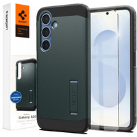 Spigen case for Samsung Galaxy S25+ Plus, Tough Armor Mag MagSafe, green + 9H Tempered Glass