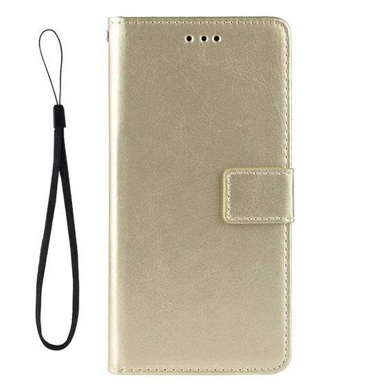 Flip case for Xiaomi Poco F6 Pro, Crazy Horse Wallet, gold