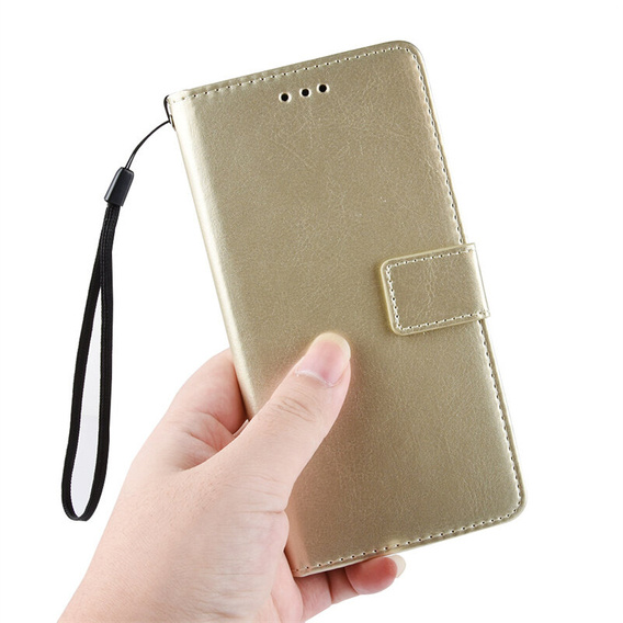 Flip case for Motorola Moto G85, Crazy Horse Wallet, gold