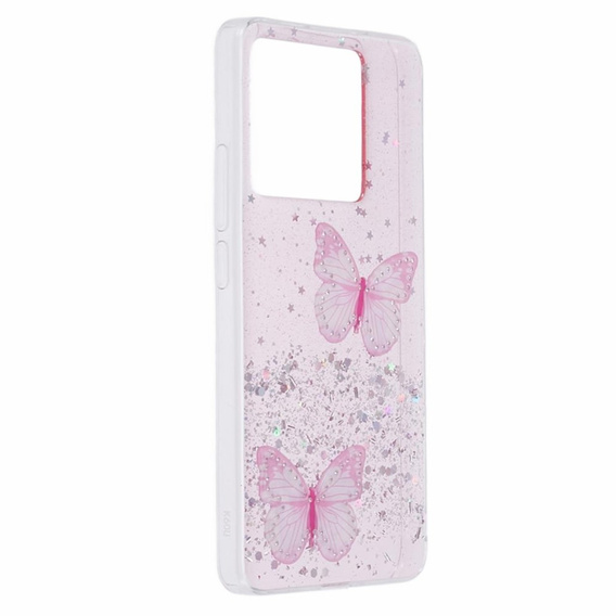 Case for Xiaomi 13T / 13T Pro / Redmi K60 Ultra, Glitter Butterfly, pink