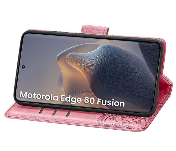 Flip case for Motorola Edge 60 / 60 Fusion, Butterfly, pink rose gold