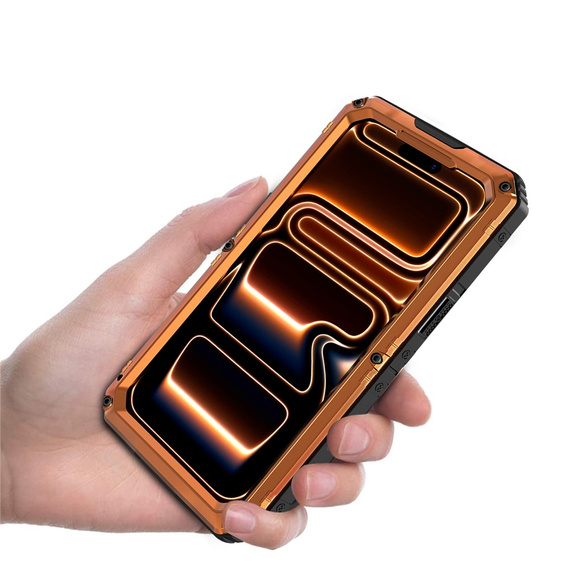 IP68 waterproof case for iPhone 17 Pro Max, orange