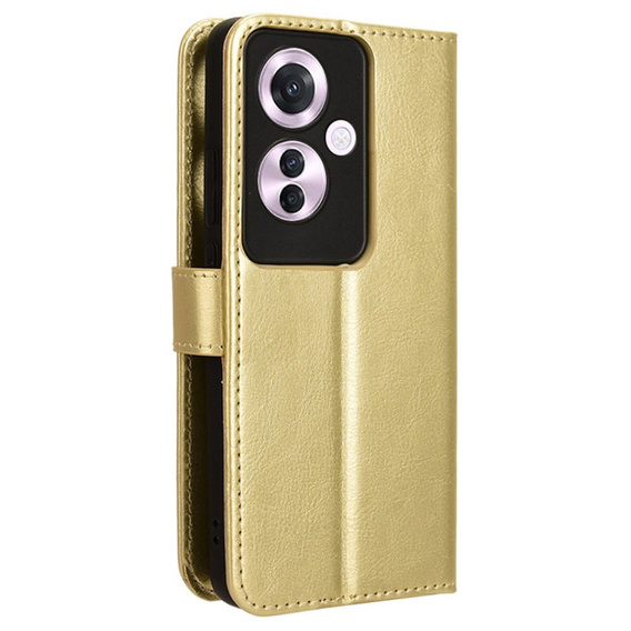 Flip case for Oppo Reno 11F 5G, Crazy Horse Wallet, gold