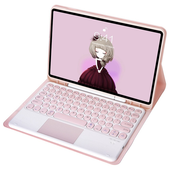 Case + keyboard Samsung Galaxy Tab S6 Lite 2020 P610/P615 / S6 Lite 2022 10.4, Touchpad Pen Slot, pink rose gold