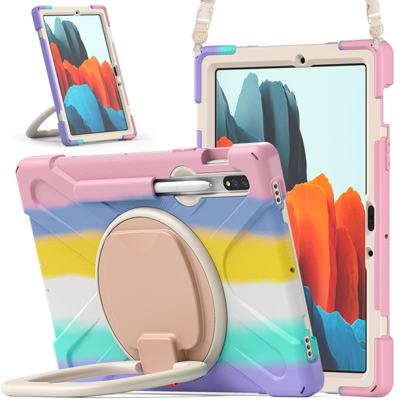 Case for Samsung Galaxy Tab S10 Lite / S10 FE / S9 FE / S9 / S8 / Tab S7, armored rotary 360, colorful
