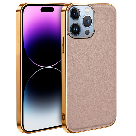 Case for iPhone 14 Pro Max, Cowhide Leather, pink