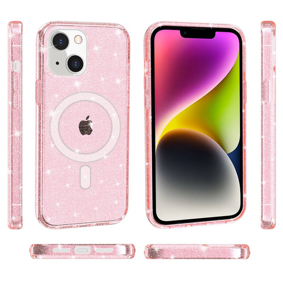 Case for iPhone 14, Dropproof MagSafe Glitter, pink
