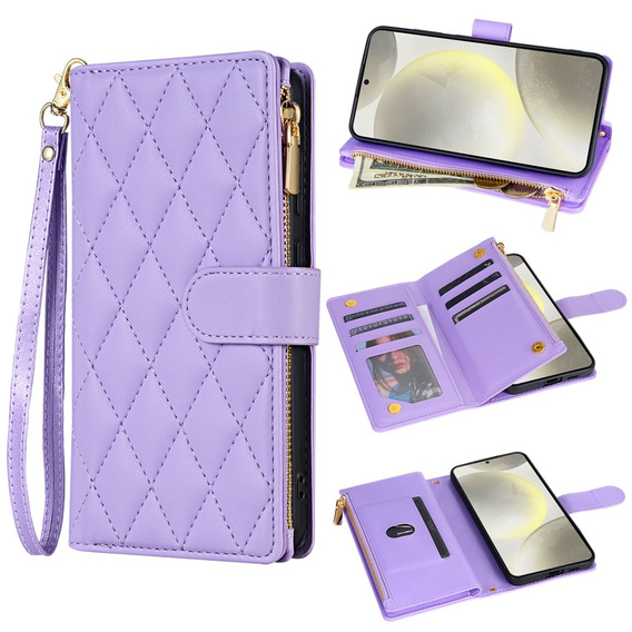 Flip case for Samsung Galaxy A56 5G, Rhombus Crossbody Leather, purple