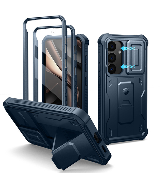 Armored case for Samsung Galaxy S25, Dexnor Full Body (Two Frames), dark blue