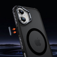 Matt Case for iPhone 17, armoured, for MagSafe, smoked with black sides