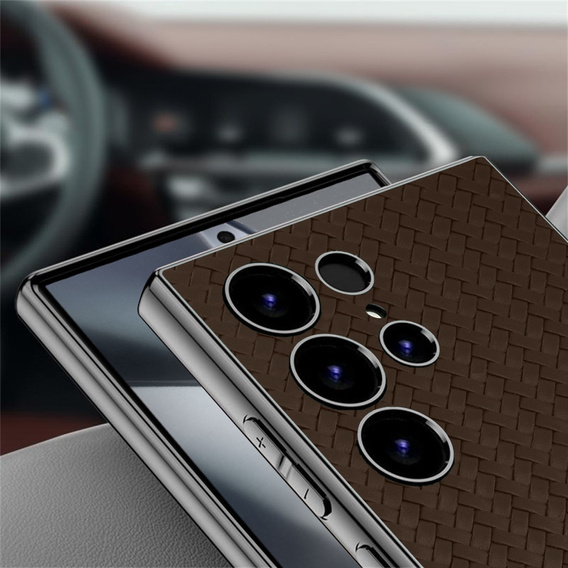 Case for Samsung Galaxy S24 Ultra, GKK Woven Leather, coffee