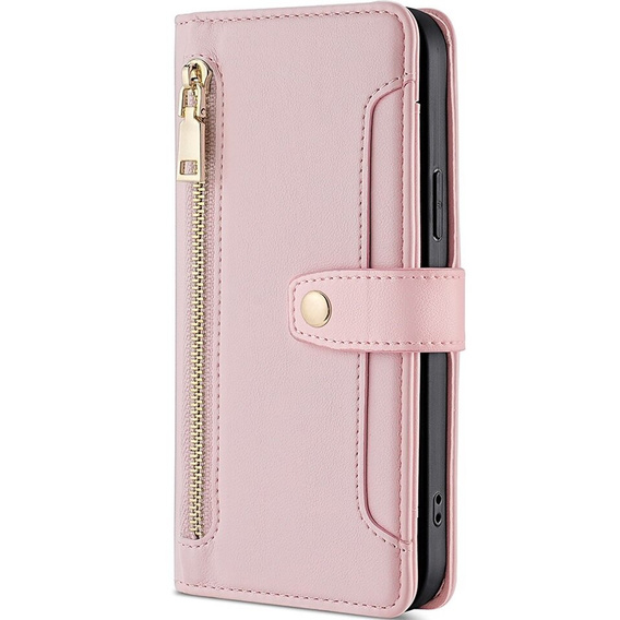 Flip case for Samsung Galaxy S23, Wallet Zipper Pocket, pink