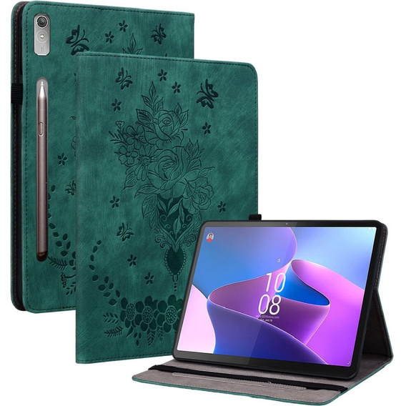 Flap case for Lenovo Tab P12, flower, green