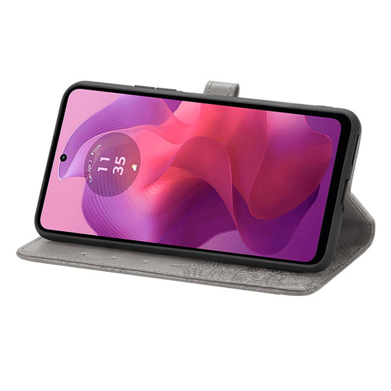 Flip case for Motorola Moto E14, Mandala, grey