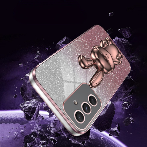 Case for Samsung Galaxy A54 5G, Glitter Rabbit, with slide-out stand, pink