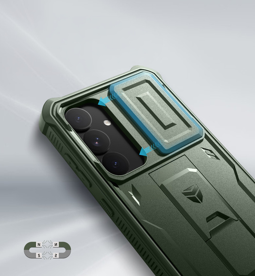 Armored case for Samsung Galaxy S25+ Plus, Dexnor Full Body (Two Frames), green