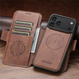 2-in-1 flip case for iPhone 17 Pro Max, SUTENI, for MagSafe, brown