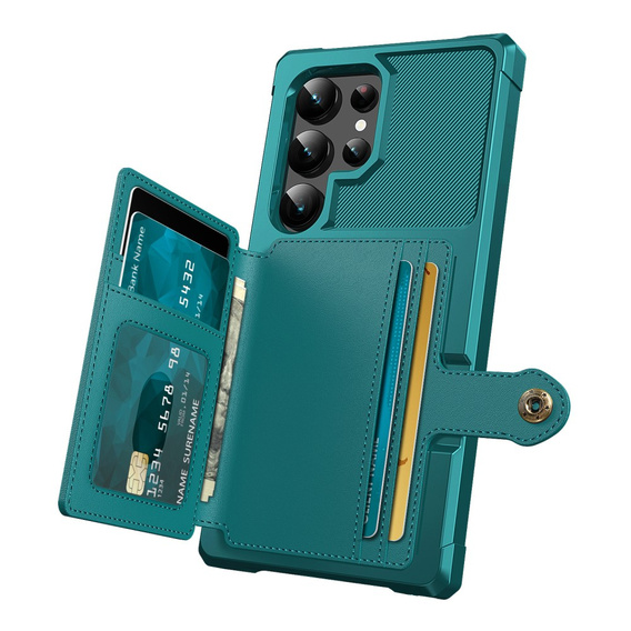 Case for Samsung Galaxy S24 Ultra, Card Holder Kickstand, green