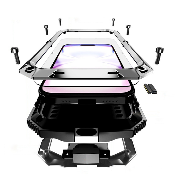 R-JUST case with stand and built-in glass for iPhone 17