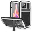 Case for iPhone 15, R-JUST, armoured, silver / black