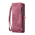 CASEME case for Samsung Galaxy S25 Ultra, Retro Leather Wallet, with strap, red