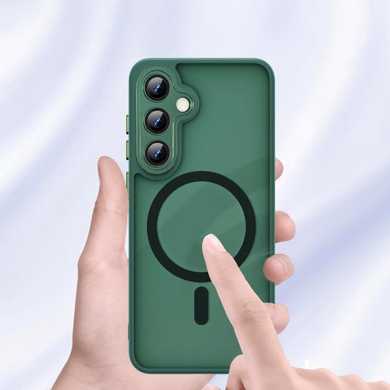 Case for Samsung Galaxy S25, for MagSafe, ERBORD Matt Case, green + Screen Glass