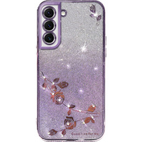 Case for Samsung Galaxy S22, Glitter Flower, purple