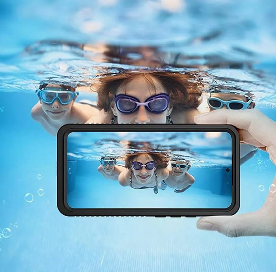 IP68 Waterproof Case for Samsung Galaxy S22 Ultra, Redpepper Dot+, black
