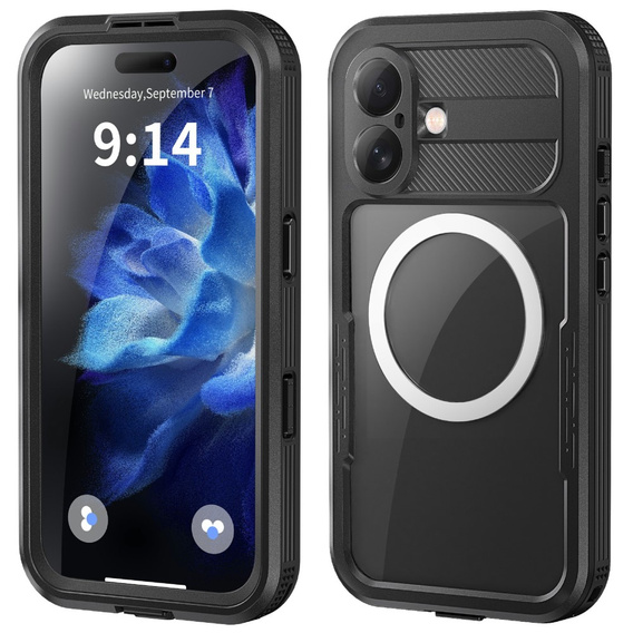 IP68 Waterproof Case for iPhone 16, SHELLBOX MagSafe, black