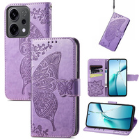 Flap case for Oppo Reno 14, Butterfly, wallet, purple