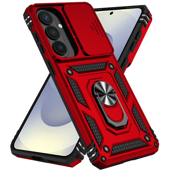 Armoured case with stand and lens cover for Samsung Galaxy S26 Plus, red