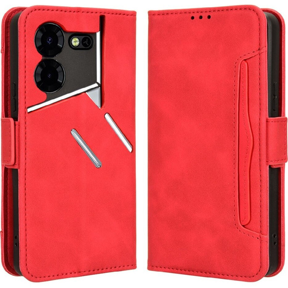 Flip case for Tecno Pova 5 Pro 4G, Card Slot, red