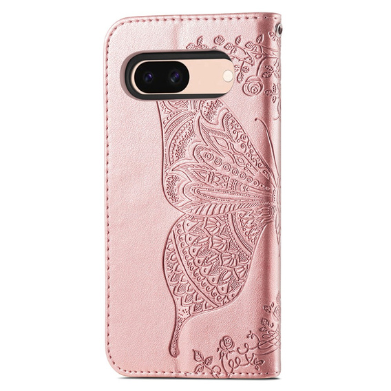 Flip case for Google Pixel 8A, Butterfly, pink rose gold