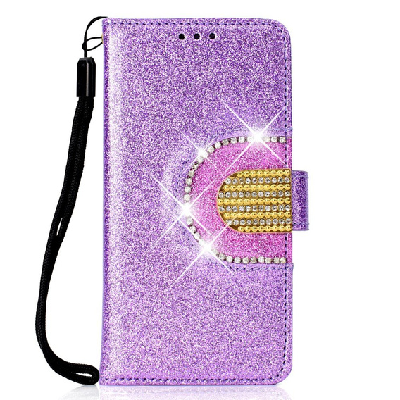 Flip case for Huawei P Smart 2019 / Honor 10 Lite, Glitter Mirror Wallet, purple