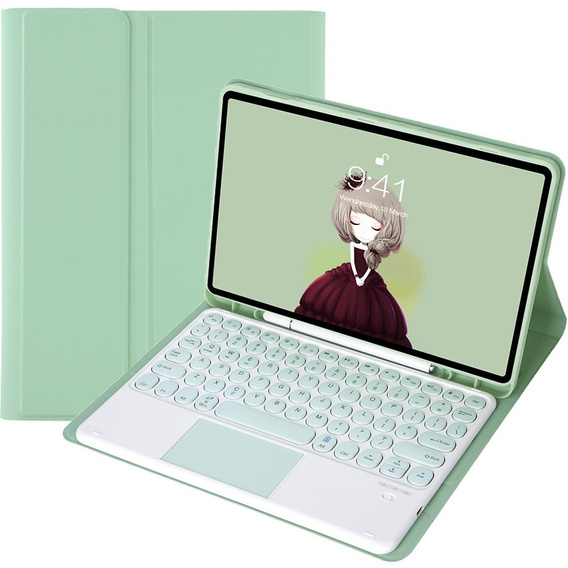 Case + keyboard Samsung Galaxy Tab S6 Lite 2020 P610/P615 / S6 Lite 2022 10.4, Touchpad Pen Slot, light green