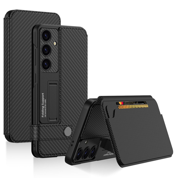 Flip case for Samsung Galaxy S25, GKK Card Slot Wallet, carbon black